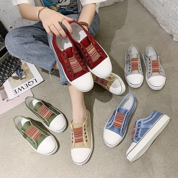 Women's Retro Zipper Fashion Patchwork Canvas Shoes