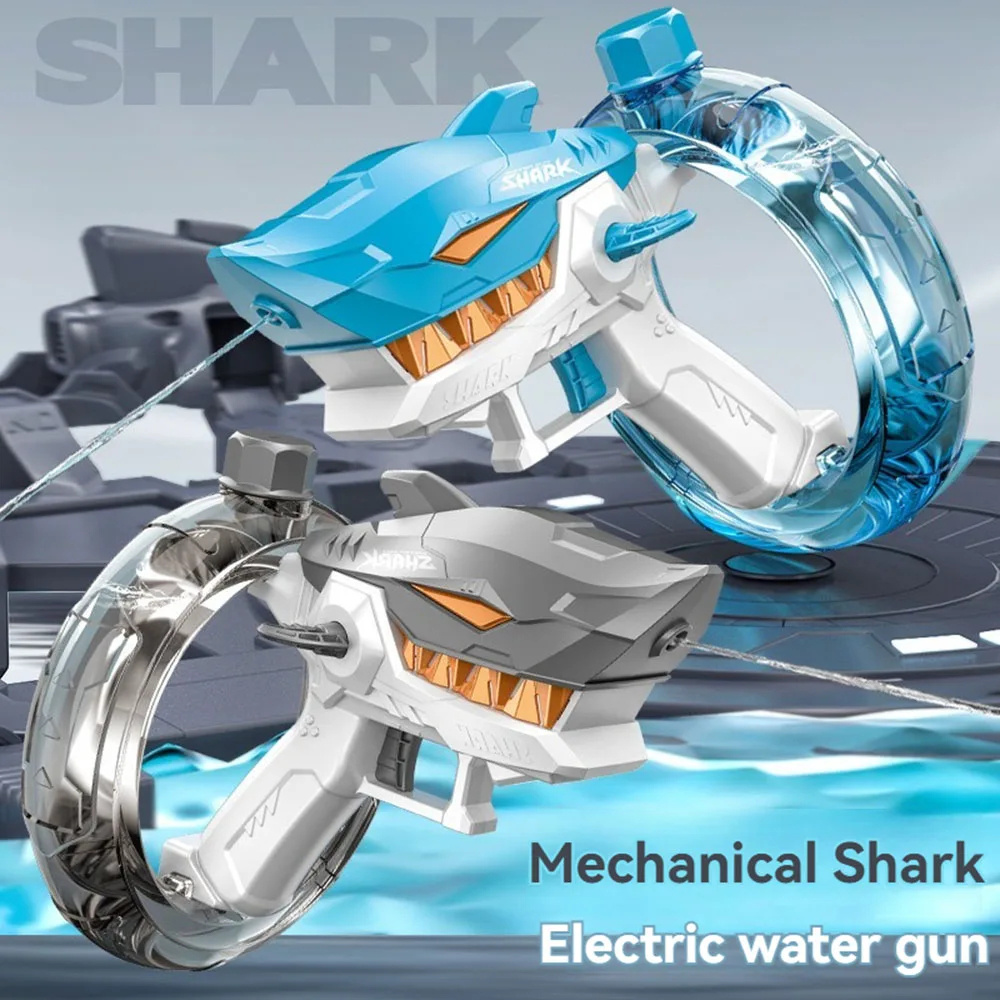 New Shark Electric Water Gun Toys Fully Automatic Continuous Fire Water Gun Large Capacity Beach Summer Children