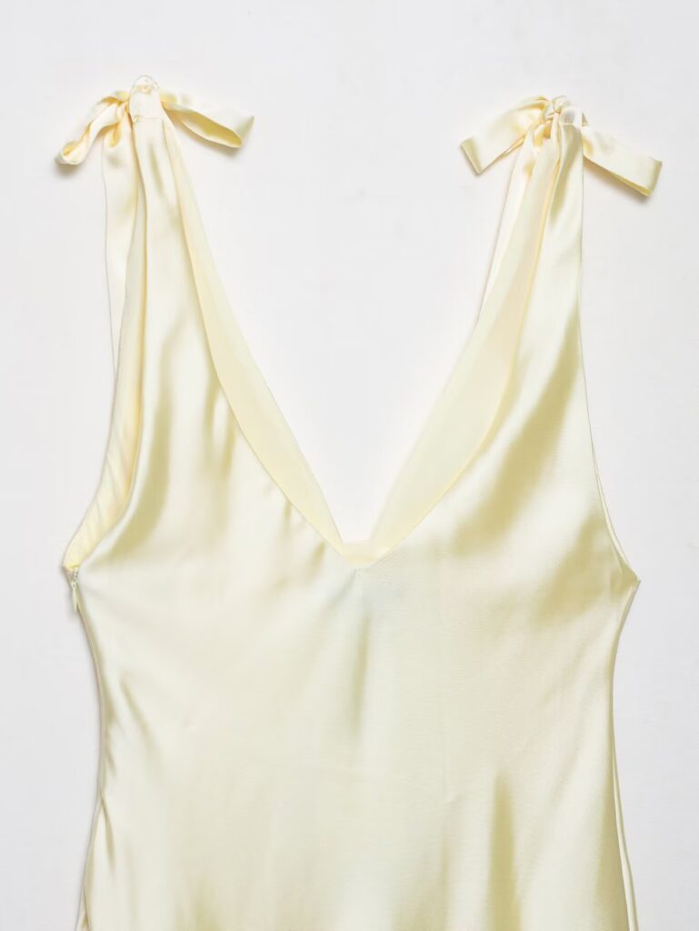 Womens Bow-Decorated Satin-Feel Dress