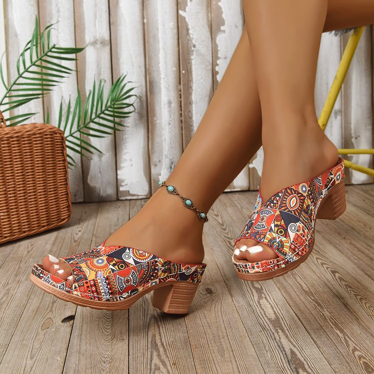 Plus-size High-heeled Slippers For Women