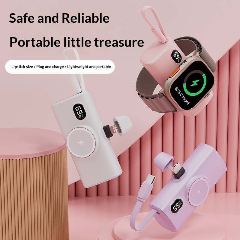 Wireless Magnetic Watch Power Bank With Built-in Cable - Image 1
