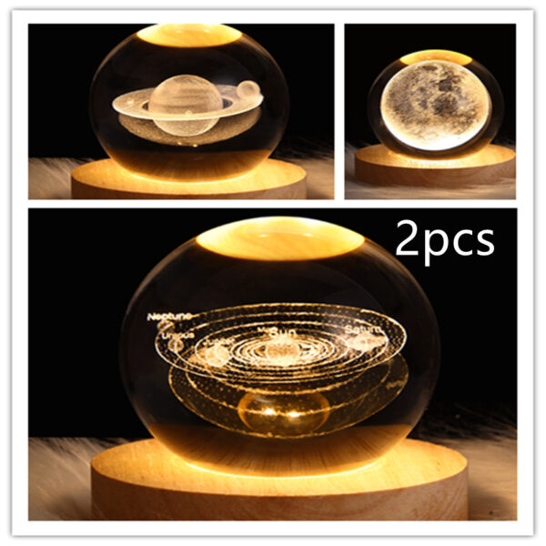 LED Night Light Galaxy Crystal Ball Table Lamp 3D Planet Moon Lamp Bedroom Home Decor For Kids Party Children Birthday Gifts - Image 36