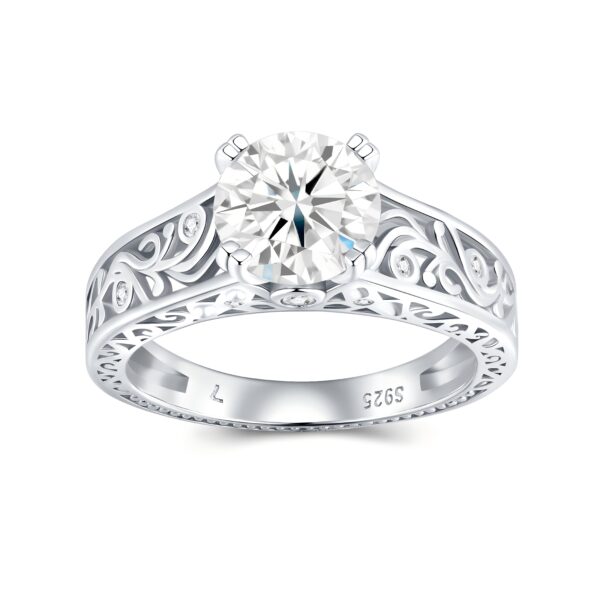 2-carat Luxury Fashion Minimalist Trend Jewelry Silver Ring Set With Top-quality Moissanite, Made Of S925 Silver With Electroplated Platinum.