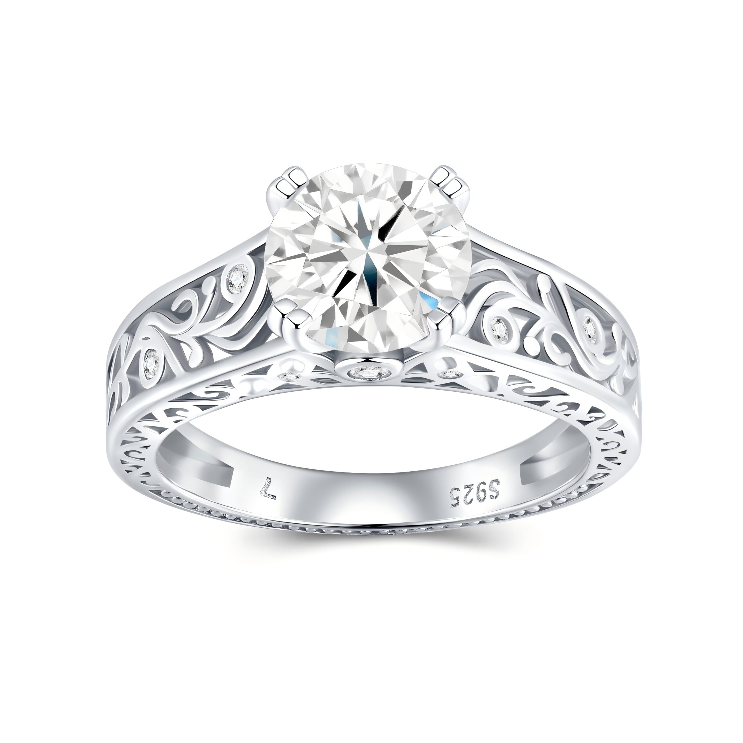 2-carat Luxury Fashion Minimalist Trend Jewelry Silver Ring Set With Top-quality Moissanite, Made Of S925 Silver With Electroplated Platinum. - Image 1