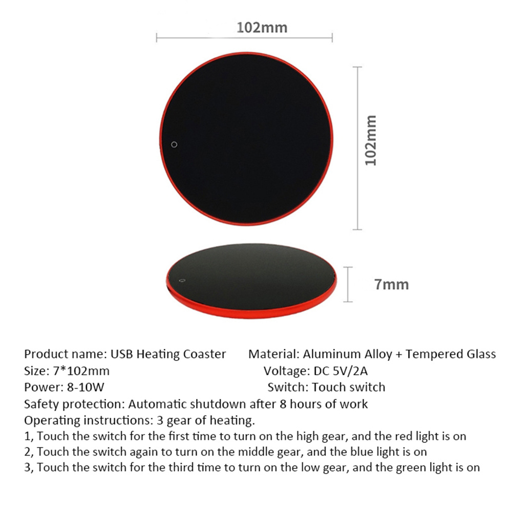 USB Coffee Mug Cup Warmer Milk Tea Water Cup Heating Electric Touch Pad Temperature Adjustable Hot Tea Maker Heater Warmer - Image 3