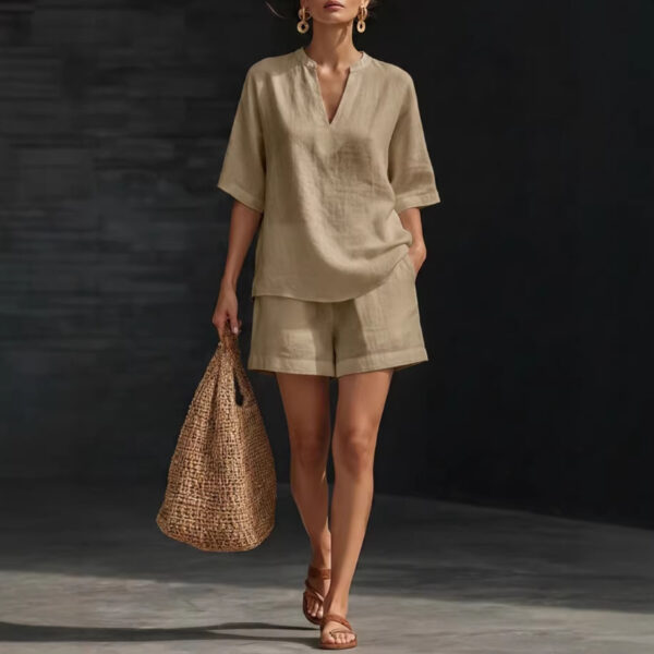 New Stylish Elegant Loose-Fit V-Neck Two-Piece Set - Image 8