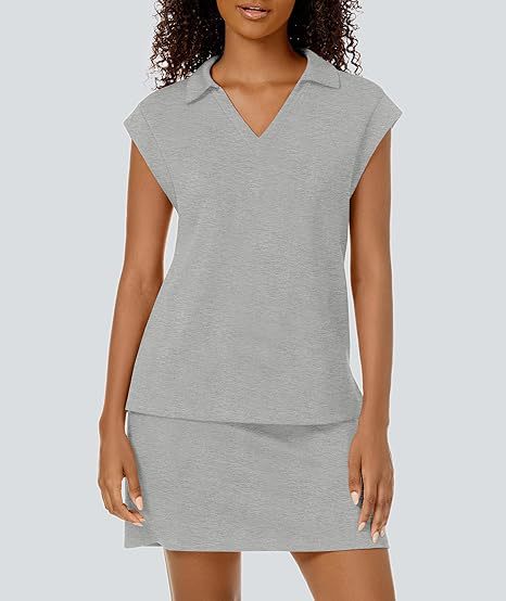 Casual Covered-Sleeve Lapel Shirt And Summer Sports Skirt Set - Image 31