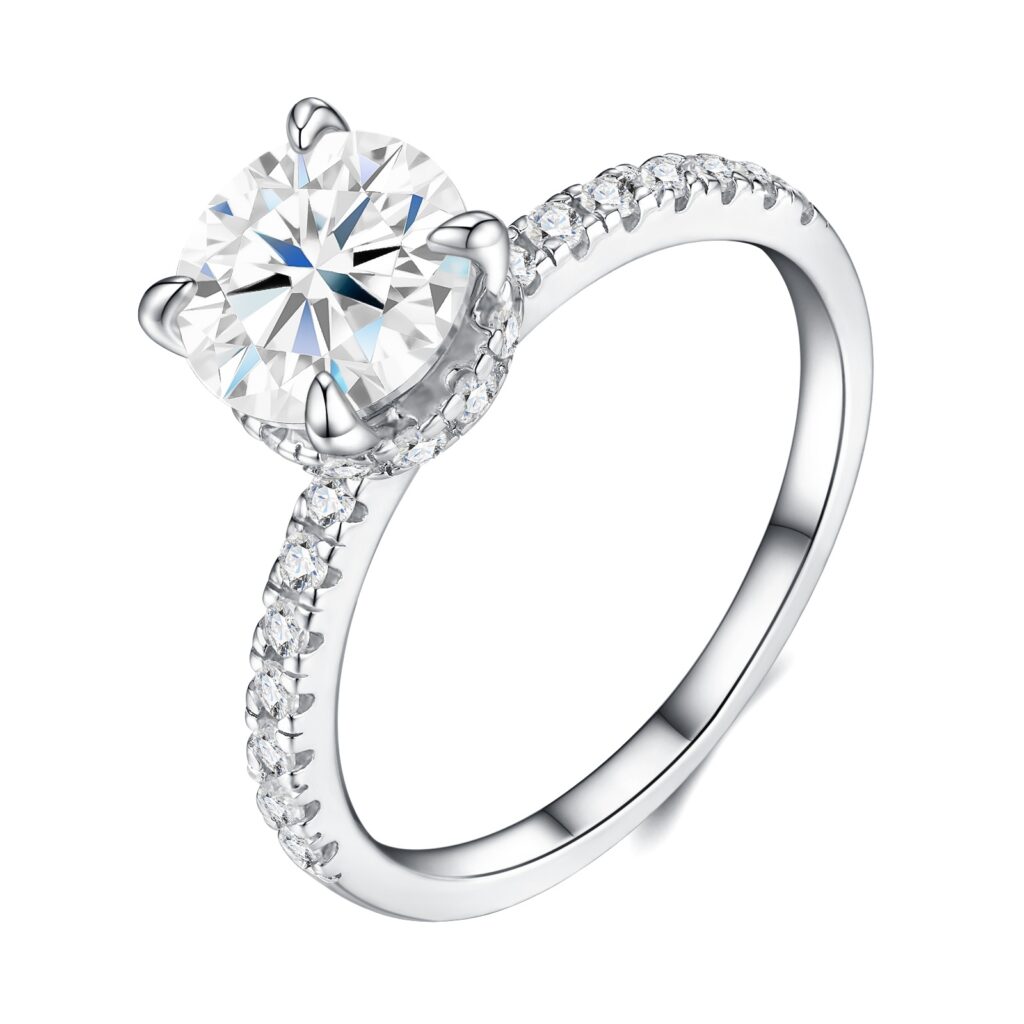 2-carat Luxury Fashion Minimalist Trend Jewelry Silver Ring Set With Top-quality Moissanite, Made Of S925 Silver With Electroplated Platinum.