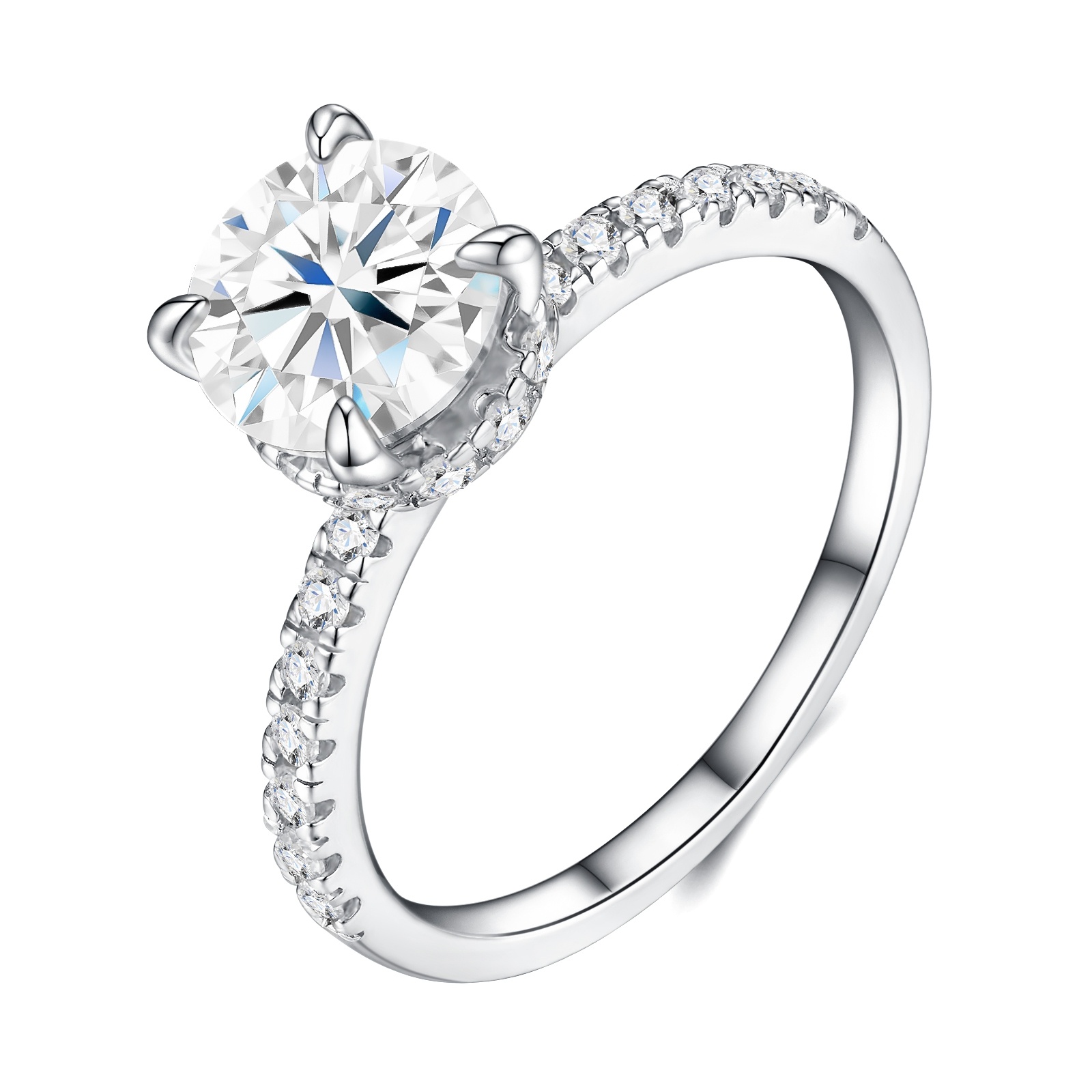 2-carat Luxury Fashion Minimalist Trend Jewelry Silver Ring Set With Top-quality Moissanite, Made Of S925 Silver With Electroplated Platinum. - Image 8