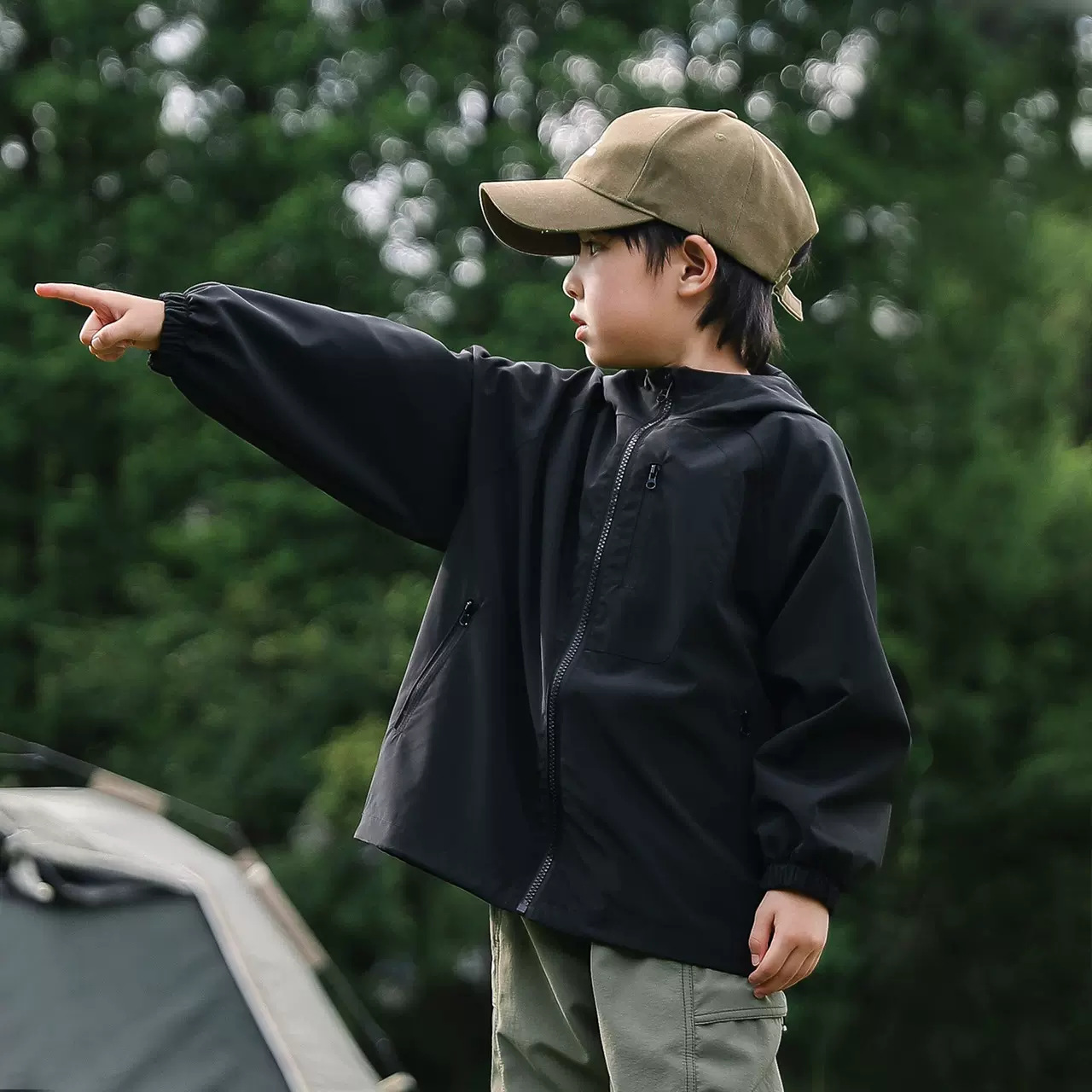 Hooded Windproof Outdoor Jacket For Older Children - Image 2
