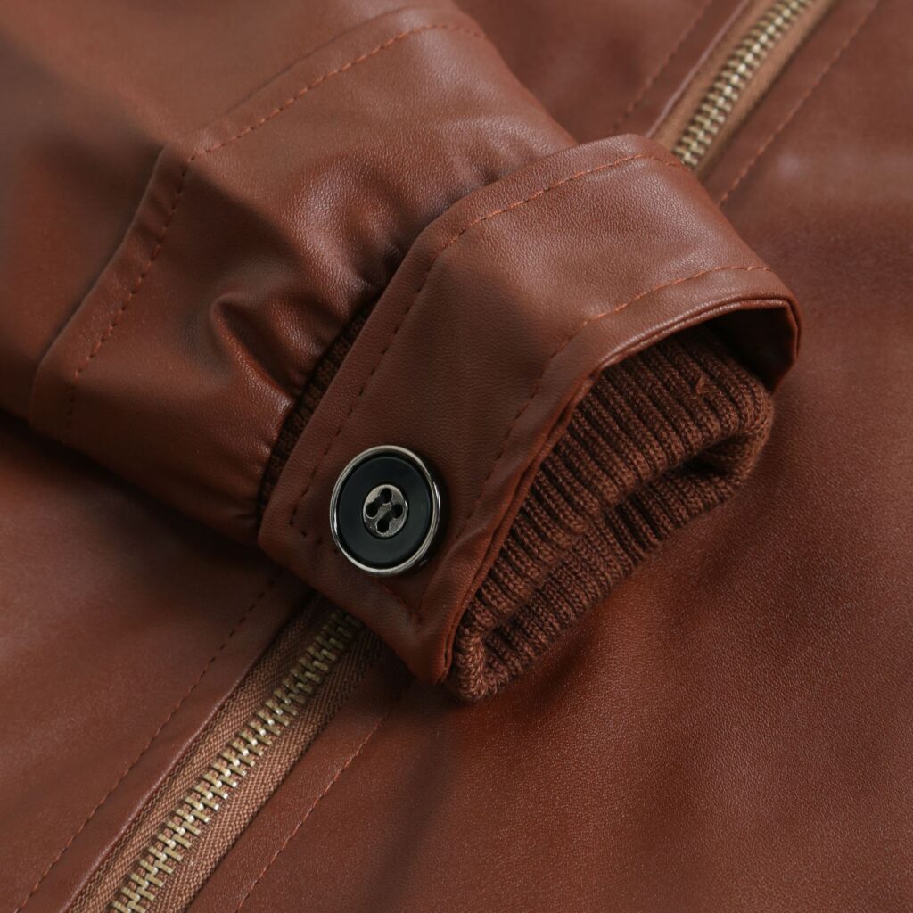Mens Winter Warm Zip-Up Stand Collar Slim-Fit Leather Jacket Coats