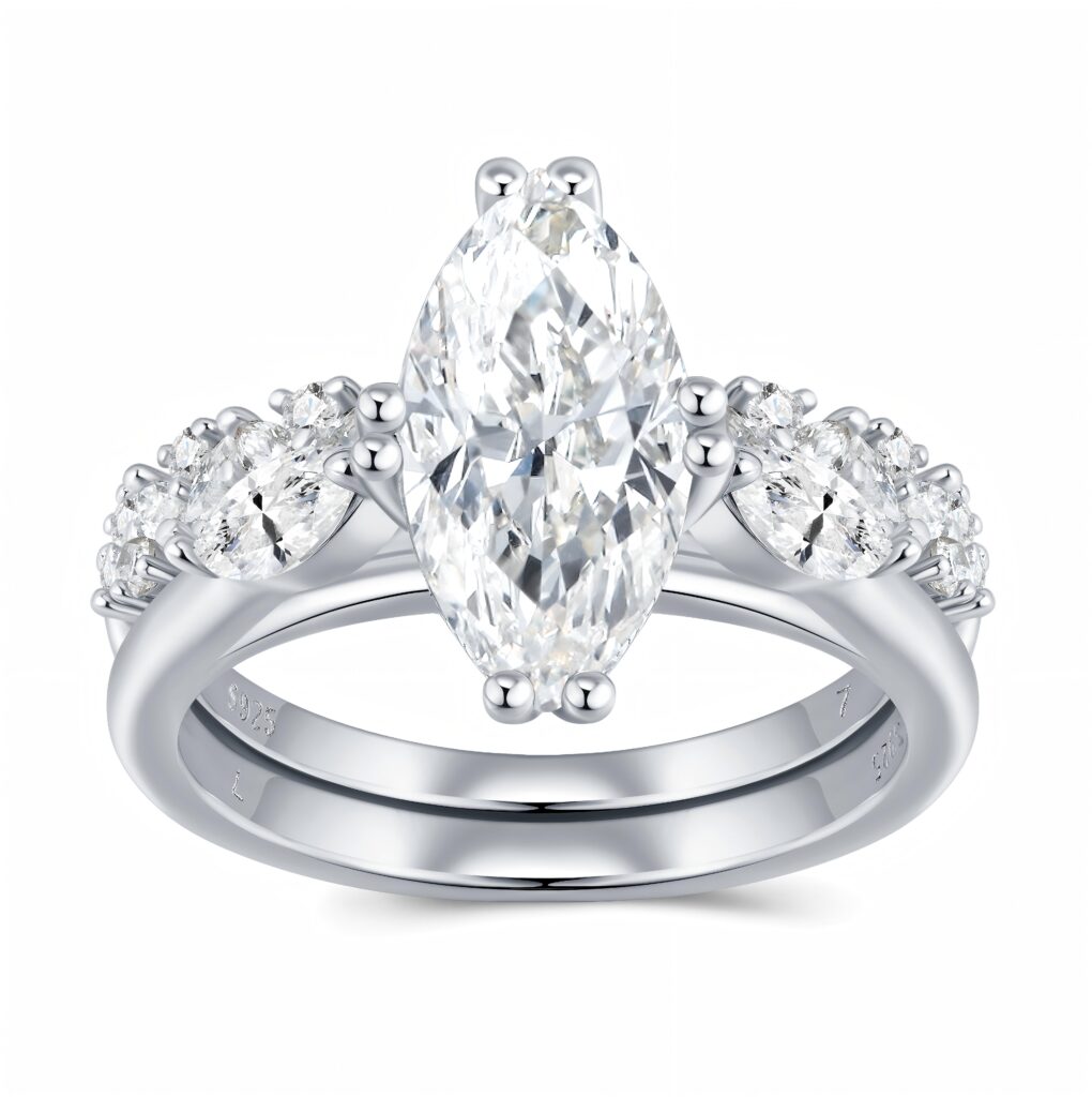 Engraved With Top-quality Moissanite, This Luxurious And Fashionable Minimalist Jewelry Set Features Exquisite Silver Accessories For Ladies. Made Of S925 Silver With Electroplated Platinum.