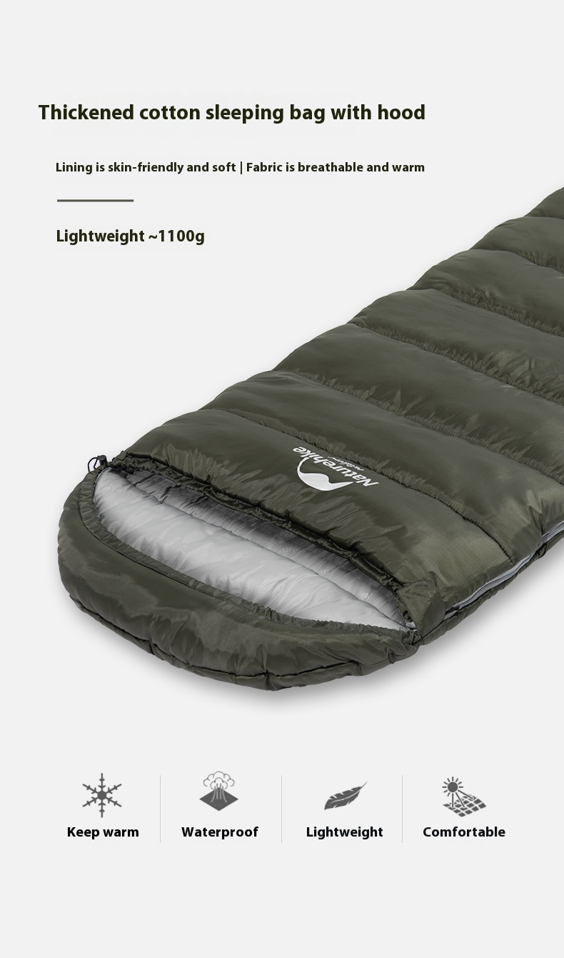 Naturehike Series Envelope Hooded Sleeping Bag Outdoor Camping Autumn And Winter Cold-proof Double - Image 13