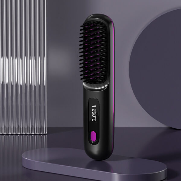2 In 1 Straight Hair Comb Wireless Hair Straightener Brush Hair Fast Heating Portable Hot Curler USB Charging - Image 16