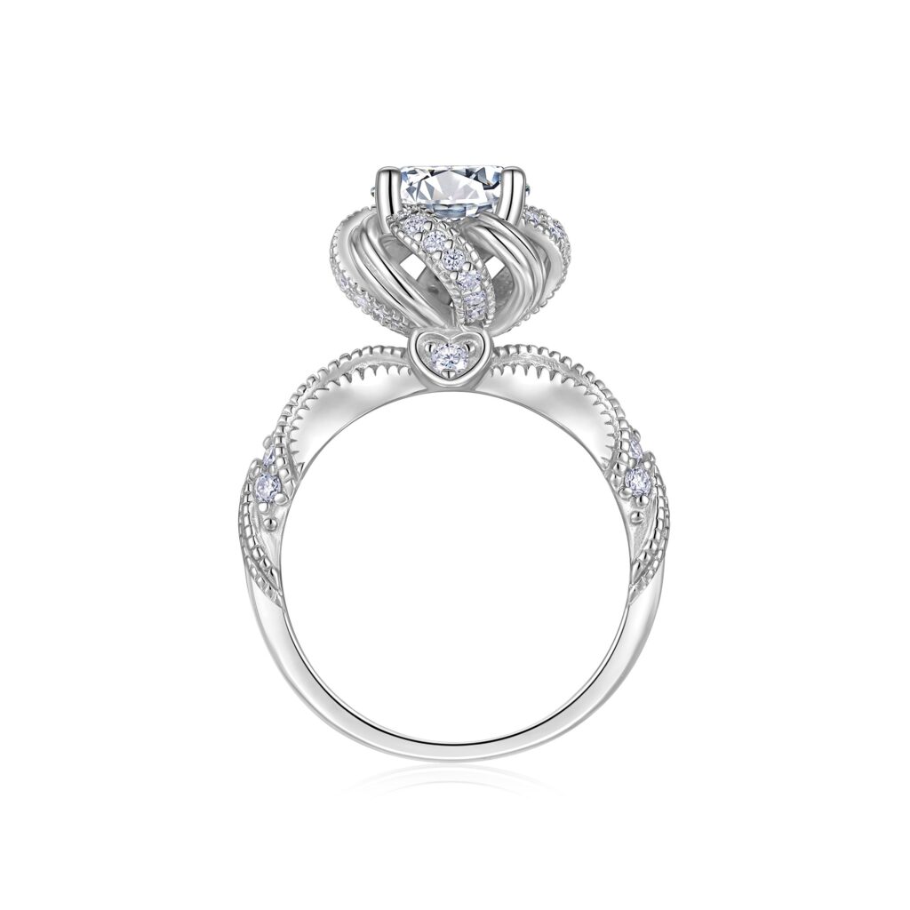 2-carat Luxury Fashion Minimalist Trend Jewelry Silver Ring Set With Top-quality Moissanite, Made Of S925 Silver With Electroplated Platinum.