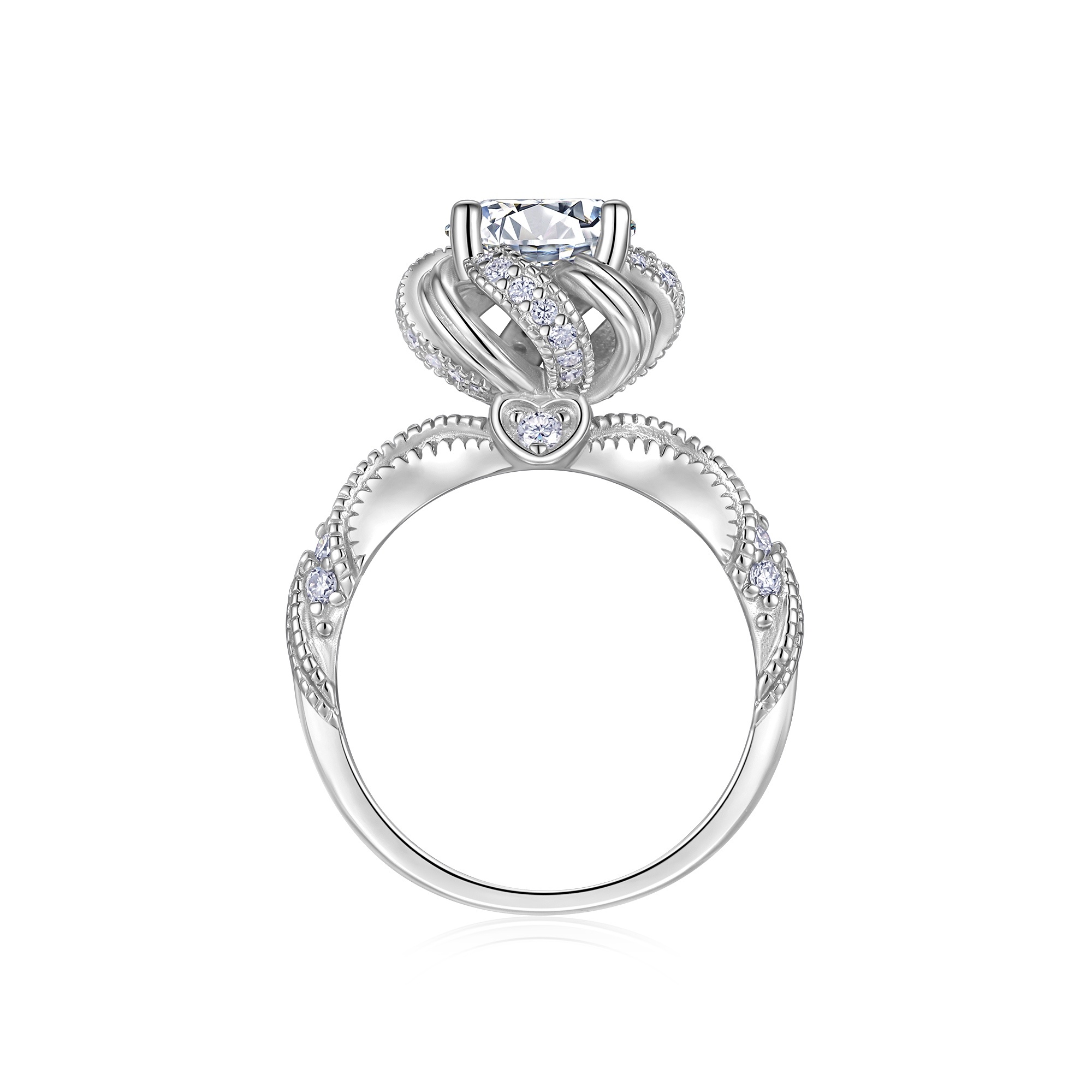 2-carat Luxury Fashion Minimalist Trend Jewelry Silver Ring Set With Top-quality Moissanite, Made Of S925 Silver With Electroplated Platinum. - Image 2