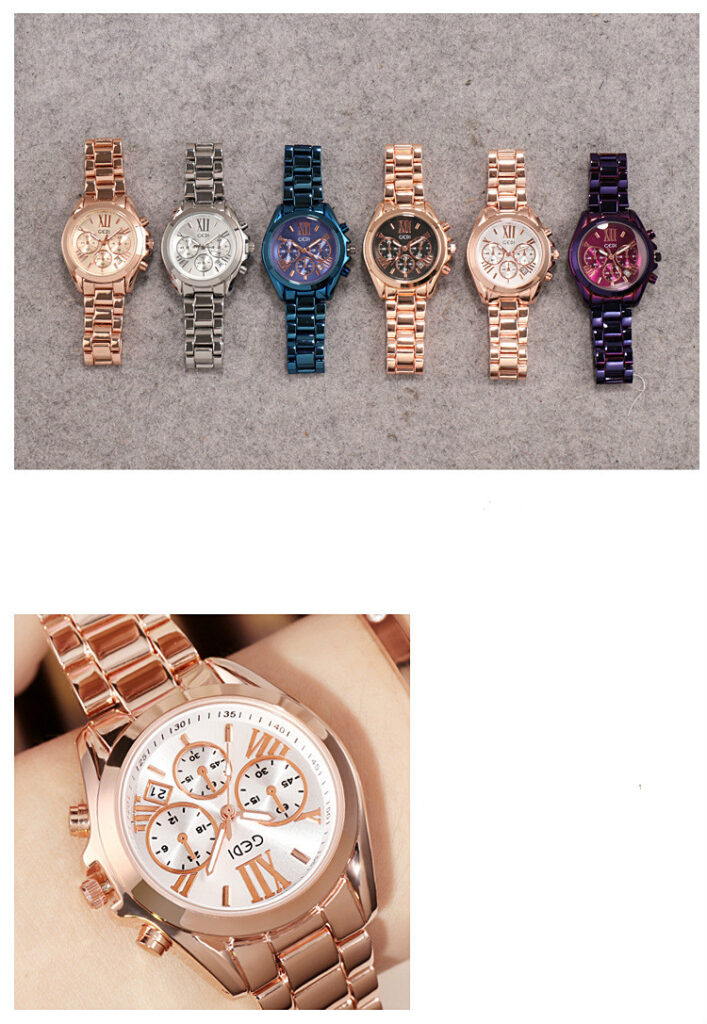 Luxury rose gold women casual watch