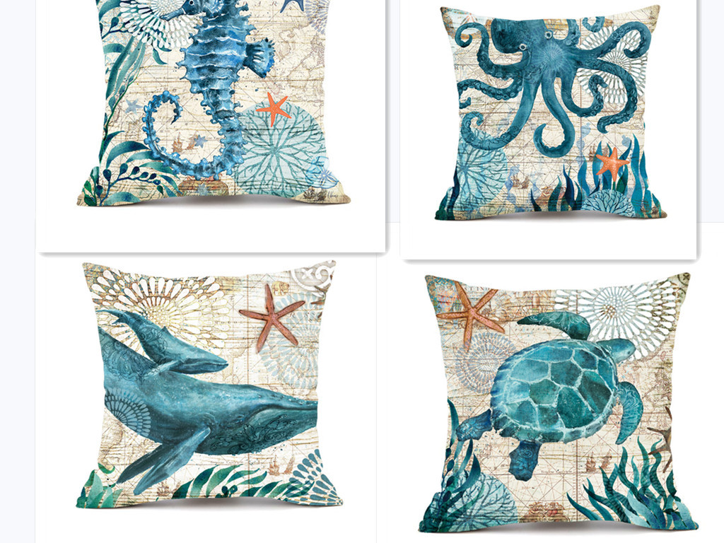 Cushion Covers Sea Turtle Printed Throw Pillow Cases For Home Decor Sofa Chair Seat - Image 16