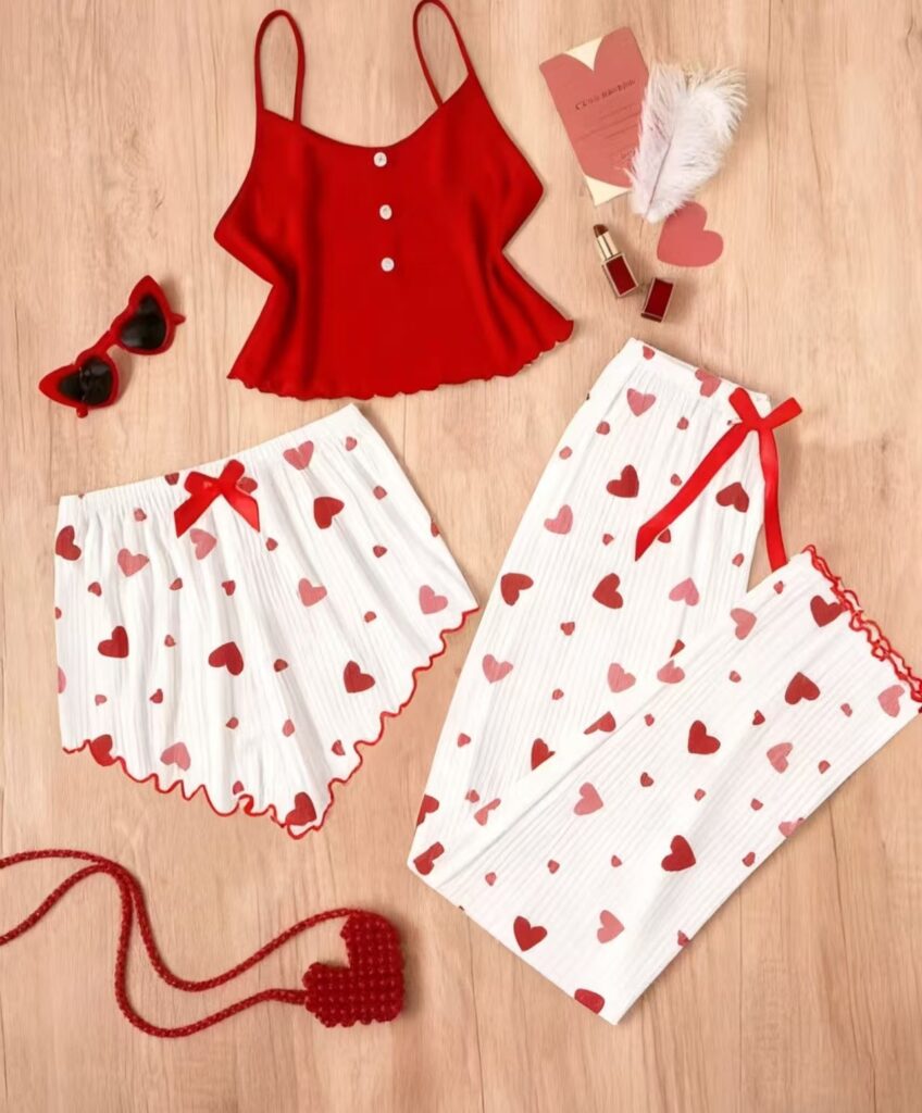 Women's Homewear Pajama Lingerie Three-Piece Set