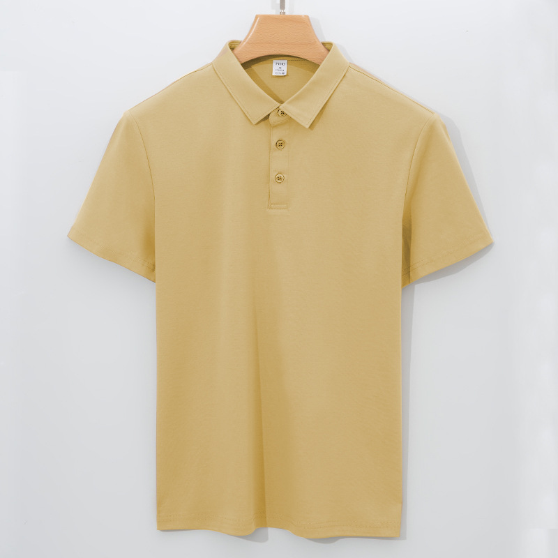 High-end 120-count Double-sided Mercerized Cotton Mens Short-sleeve Polo Shirt - Image 33