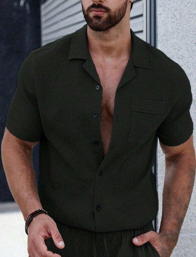 Mens Breathable Wrinkle-Resistant Versatile Semi-Formal Shirt