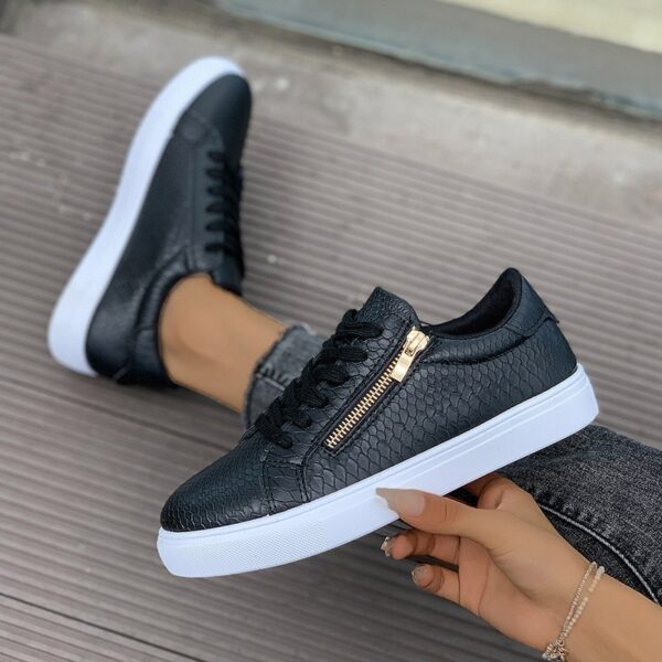 Versatile Women's Casual Sneakers With Side Zipper - Image 12