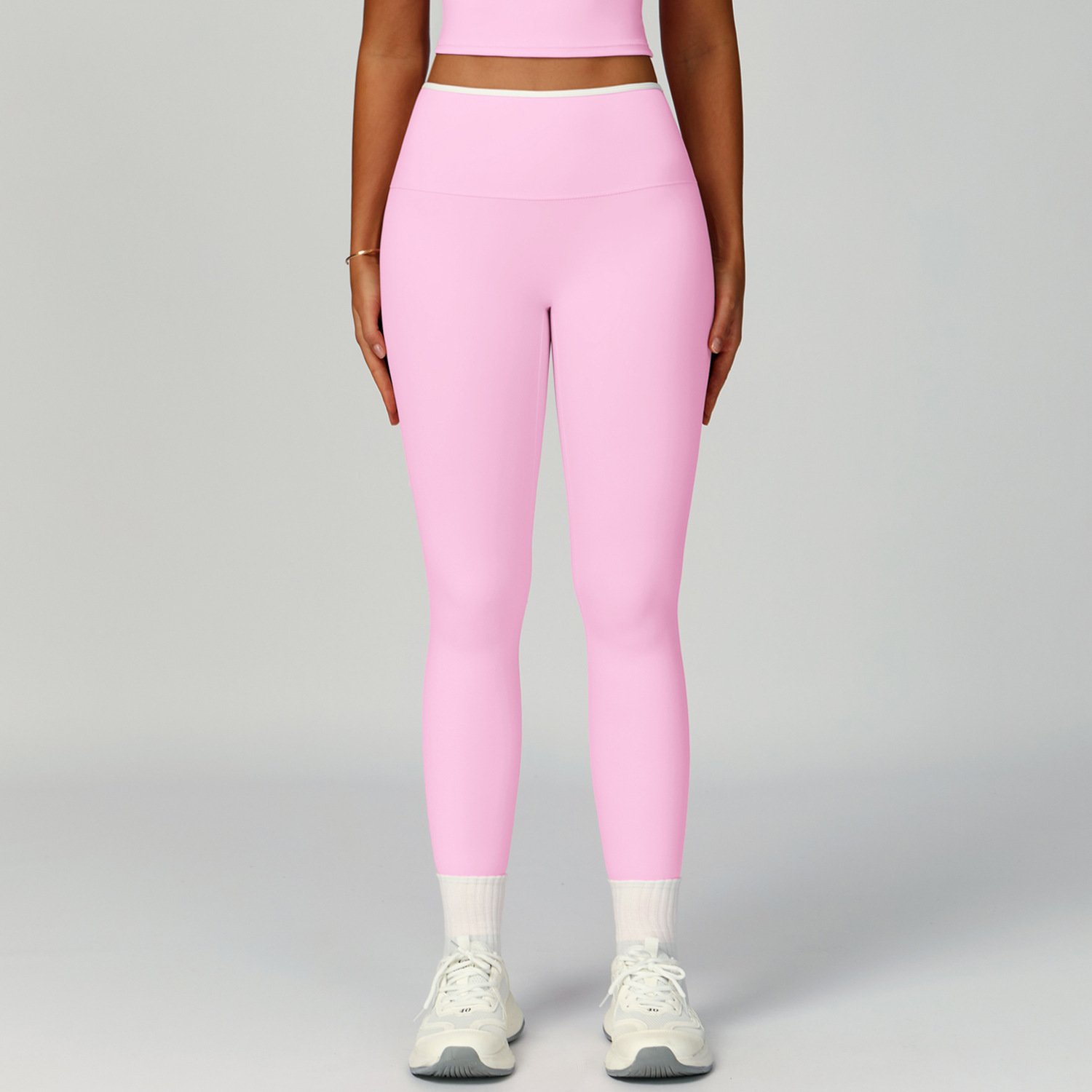 Nude-Feel Yoga Pants High-Waist Contrasting Color Quick-Dry Trousers - Image 10