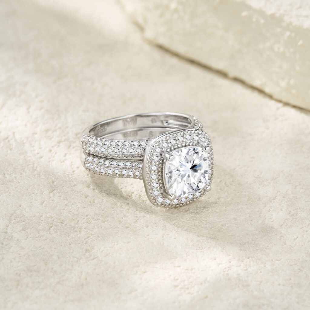 Engraved With Top-quality Moissanite, This Luxurious And Fashionable Minimalist Jewelry Set Features Exquisite Silver Accessories For Ladies. Made Of S925 Silver With Electroplated Platinum.