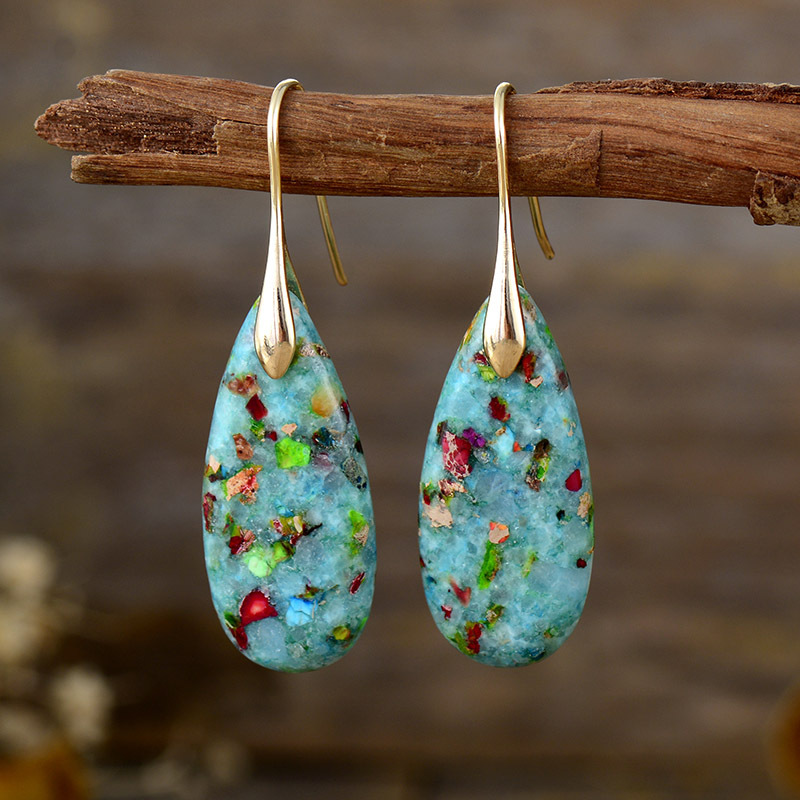 New Bohemian Emperor Stone Water Drop Earrings - Image 1