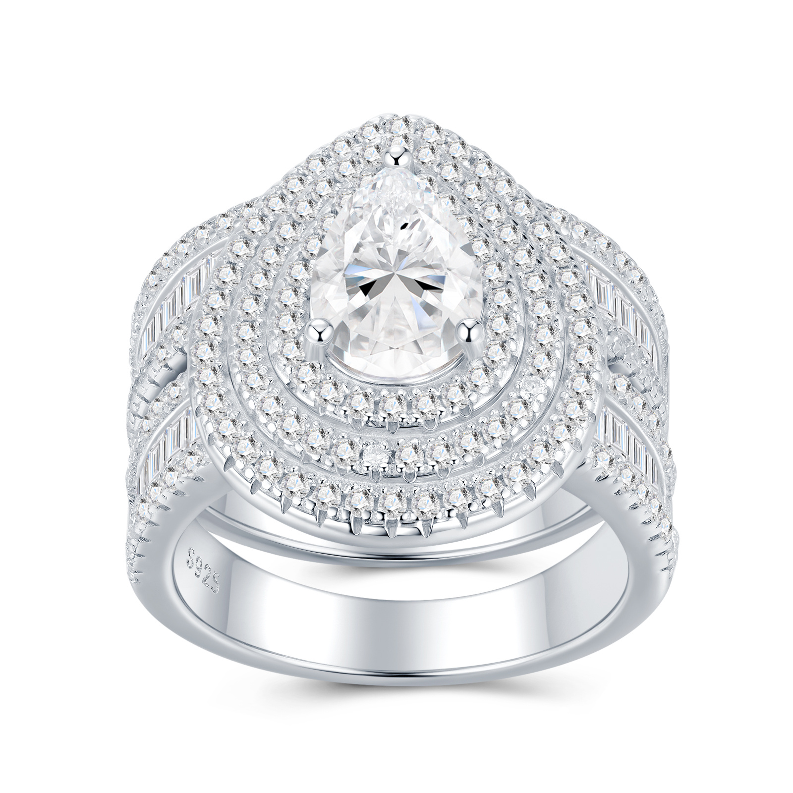 Engraved With Top-quality Moissanite, This Luxurious And Fashionable Minimalist Jewelry Set Features Exquisite Silver Accessories For Ladies. Made Of S925 Silver With Electroplated Platinum. - Image 8
