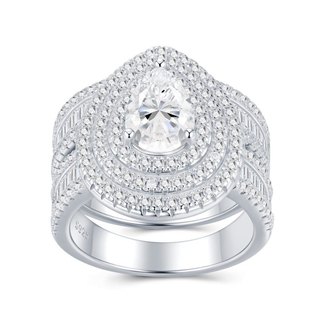 Engraved With Top-quality Moissanite, This Luxurious And Fashionable Minimalist Jewelry Set Features Exquisite Silver Accessories For Ladies. Made Of S925 Silver With Electroplated Platinum.