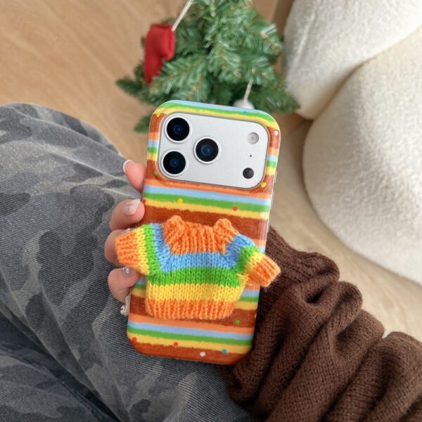 Striped 3D Sweater Phone Case For 14 Pro - Image 11