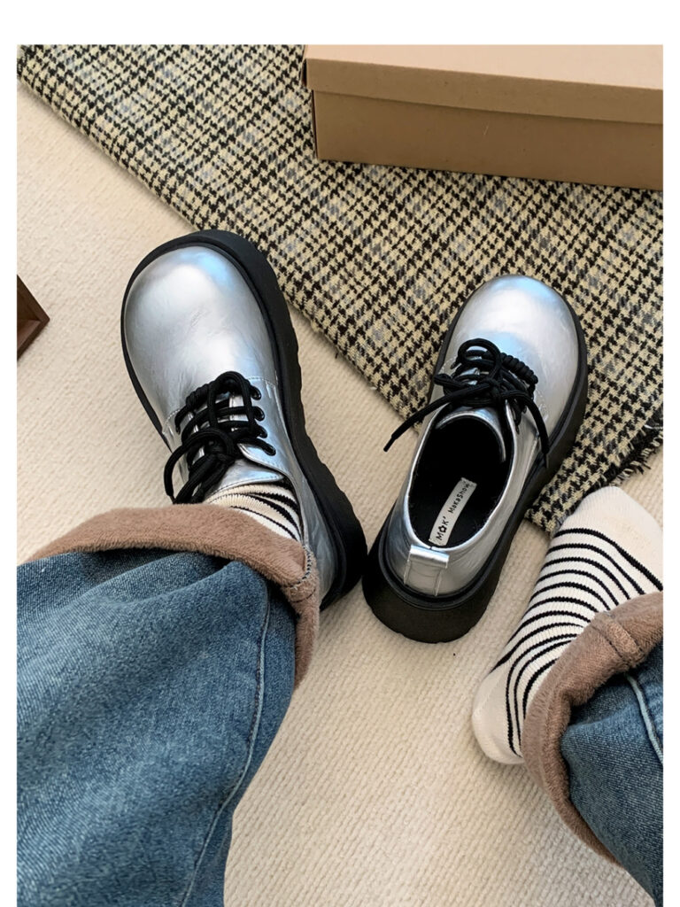 Women's Thick-Soled Retro British-Style Lace-Up Casual Shoes