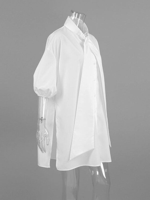 Loose-fitting Long-sleeved White Shirt With A Flowy Collar - Image 4