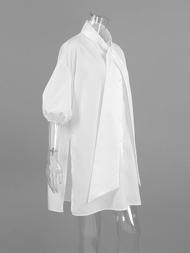Loose-fitting Long-sleeved White Shirt With A Flowy Collar - Image 4