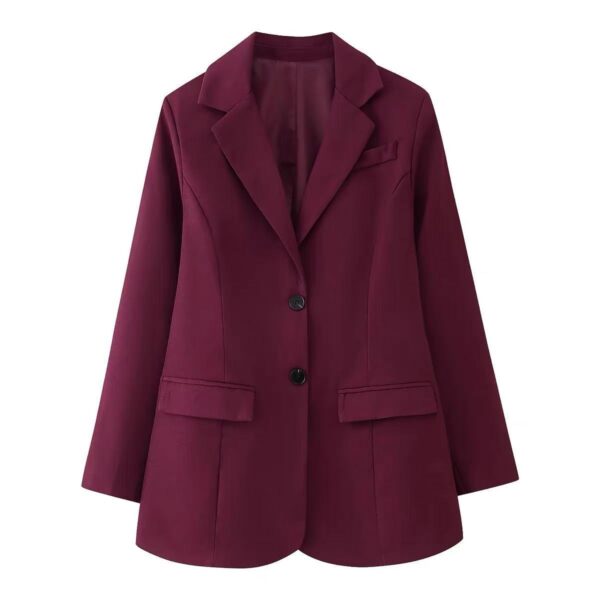 Autumn Winter Womens Versatile Single-Breasted V-Neck Long-Sleeve Blazer - Image 5