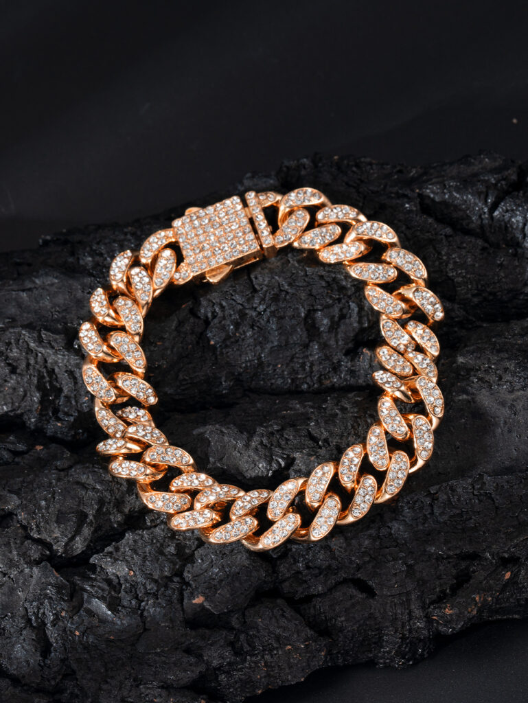 Spring Buckle Cuba Bracelet Alloy Full Diamond