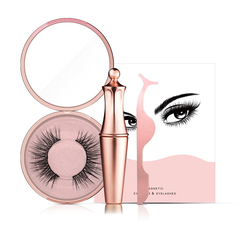 Natural Long Lasting Magnetic Liquid Eyeliner & Magnetic False Eyelashes & Tweezer Set Make up Set - Image 1