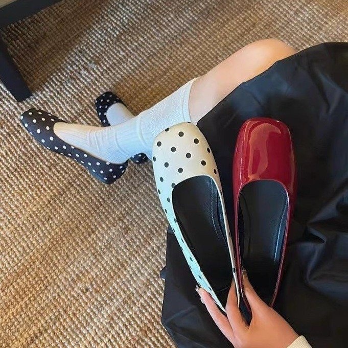 2026 Spring Retro Ballet Flats For Women-French Square Toe Slip-On Loafers, Vintage Grandma Shoes - Image 1