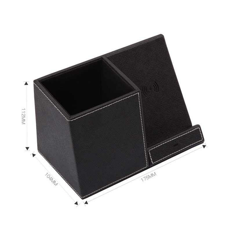 Leather Pen Holder Wireless Charger Wireless Phone Charger And Pen Holder Fast Charging Phone - Image 2