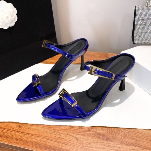French Style Metal Buckle Pointed Toe Stiletto Sandals For Women - Image 8