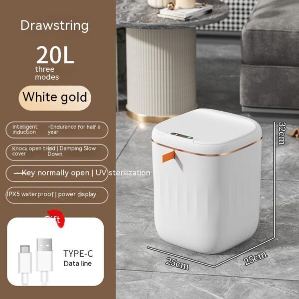 Smart Trash Can With Lid For Bedroom And Living Room Kitchen Storage Box Trash Can Induction Small Car Box Automatic Smart Dustbin Smart Trash Bin - Image 35