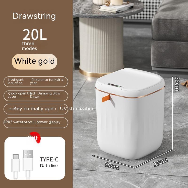 Smart Trash Can With Lid For Bedroom And Living Room Kitchen Storage Box Trash Can Induction Small Car Box Automatic Smart Dustbin Smart Trash Bin - Image 35