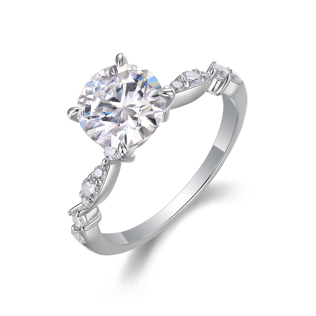 2-carat Luxury Fashion Minimalist Trend Jewelry Silver Ring Set With Top-quality Moissanite, Made Of S925 Silver With Electroplated Platinum.