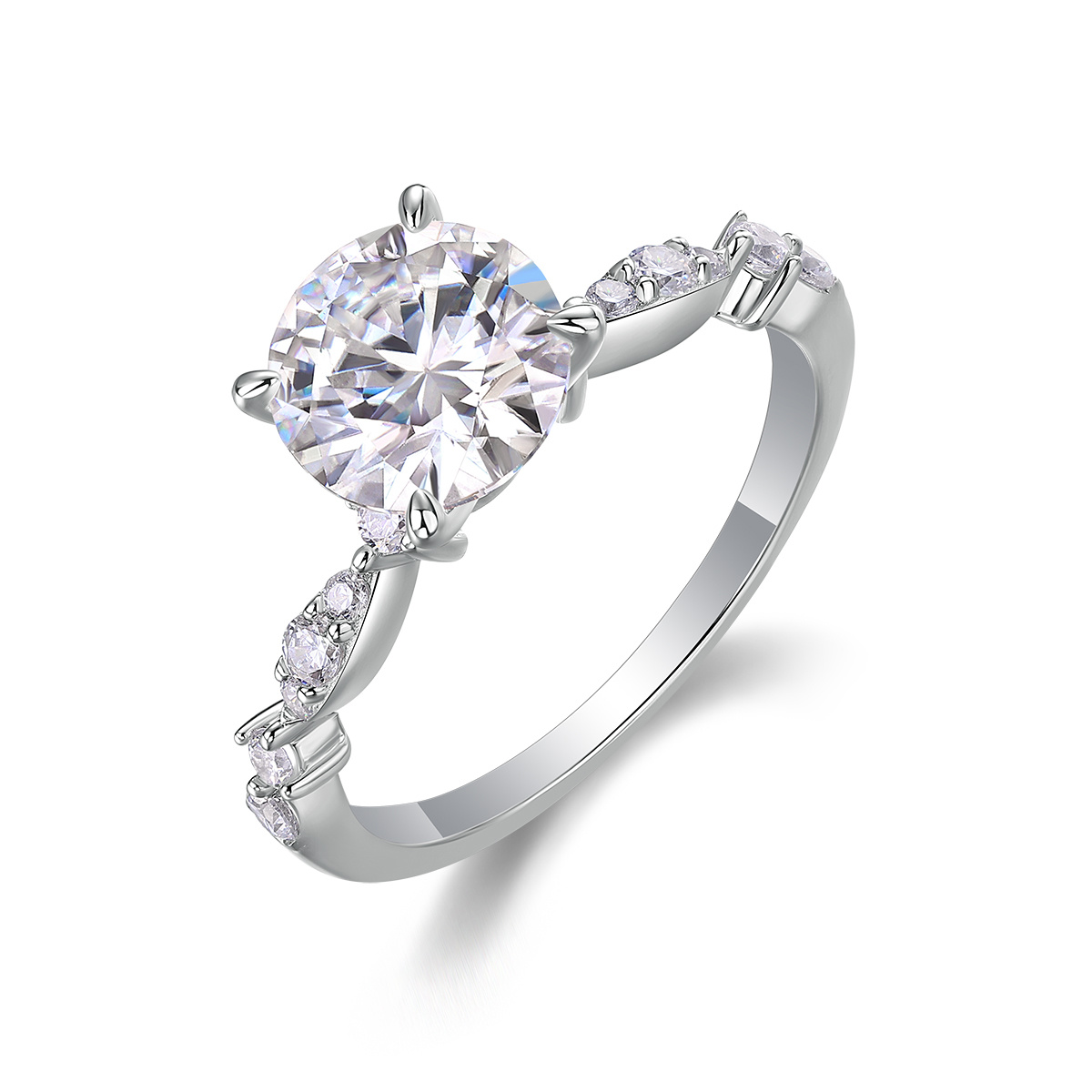 2-carat Luxury Fashion Minimalist Trend Jewelry Silver Ring Set With Top-quality Moissanite, Made Of S925 Silver With Electroplated Platinum. - Image 13