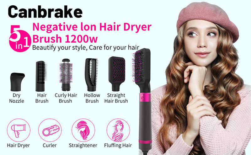 Professional 5 In 1 Hair Dryer Brush Dryer And Straightening Brush Electric Hair Styling Tool Automatic Hair Curler Beauty Supplies Gadgets - Image 18