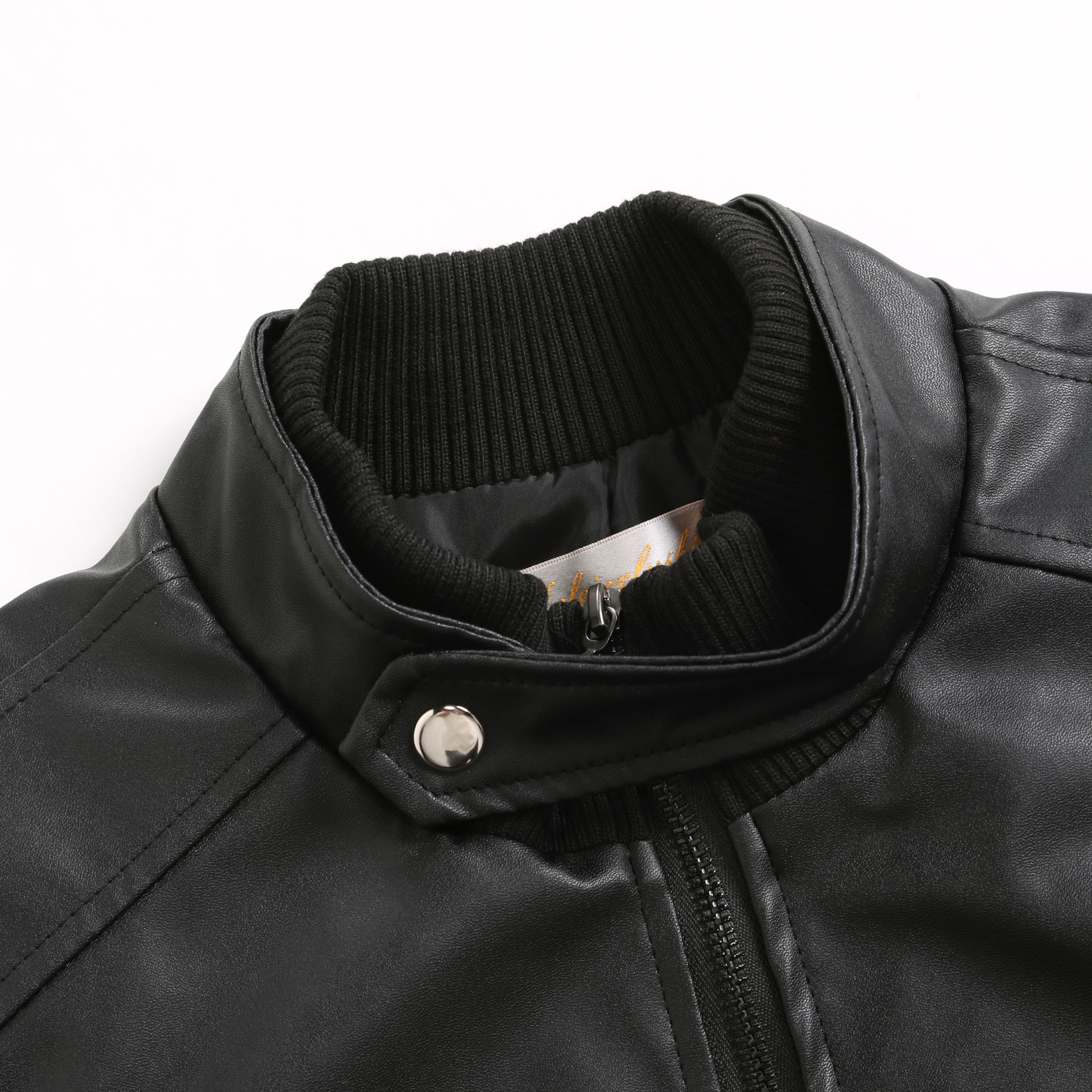 Mens Winter Warm Zip-Up Stand Collar Slim-Fit Leather Jacket Coats - Image 7