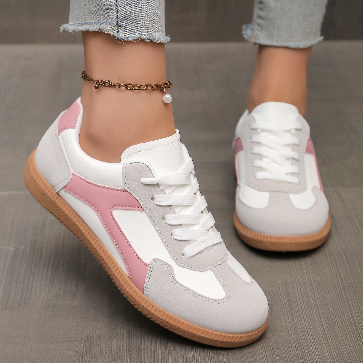 European And American-style Retro Color-Block Sneakers - Image 3