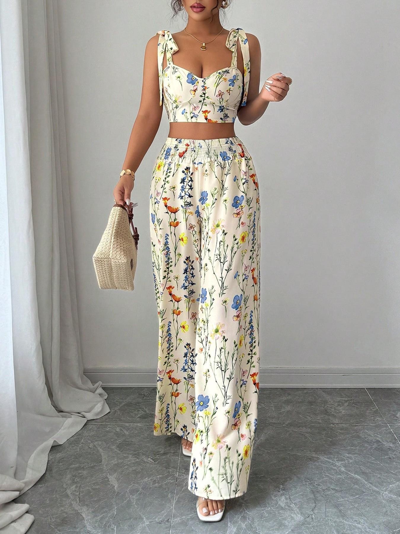 Printed Camisole Womens Top And Pants Set - Image 7