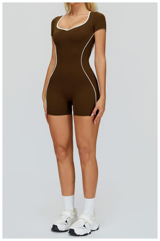 Jumpsuit With Cutout Back, Form-fitting Athletic Fitness Wear